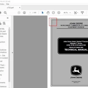 John Deere Tractors Ultimate Series X700 X720 X724 & X728 TM2349 Service Manual - PDF DOWNLOAD